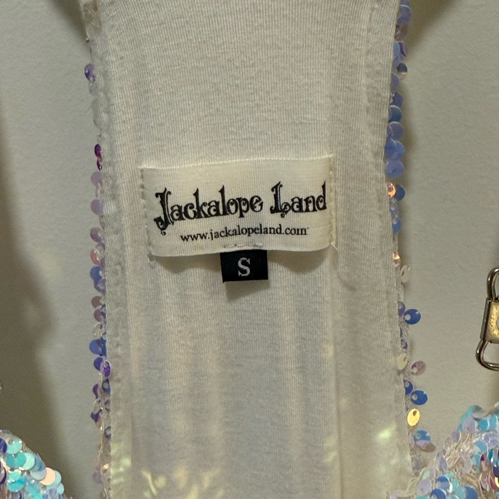 Jackalope Land Unicorn Moonbeam Short Sequin Overalls Short Size S - Picture 7 of 9